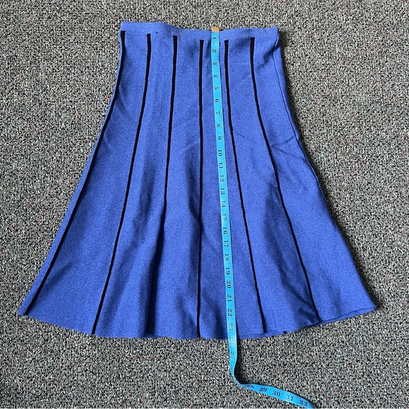 Blue & Black Stripe Column Skirt Midi Knee-Length Modest Sweater Stretch Skirt S - Picture 10 of 12